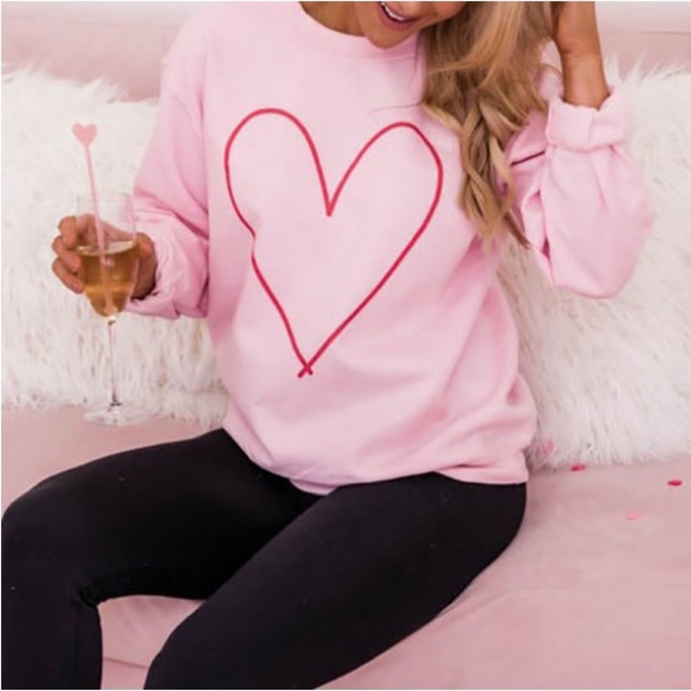 Pink Lily heart pullover